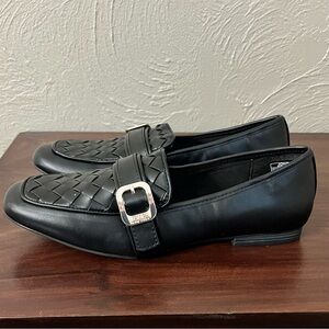 Jones New York Cirana black faux leather loafers flats office business casual 8